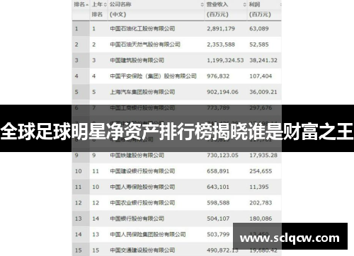 全球足球明星净资产排行榜揭晓谁是财富之王